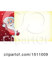 Clipart Of A Christmas Sign With Santa Claus Royalty Free Vector Illustration