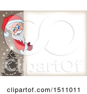 Clipart Of A Christmas Sign With Santa Claus Royalty Free Vector Illustration