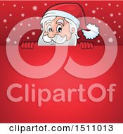 Poster, Art Print Of Red Christmas Sign With Santa Claus