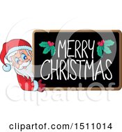 Poster, Art Print Of Merry Christmas Blackboard With Santa Claus