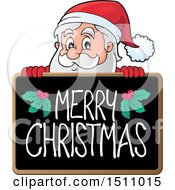 Poster, Art Print Of Merry Christmas Blackboard With Santa Claus