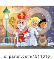 Sinterklaas With An Angel And Krampus