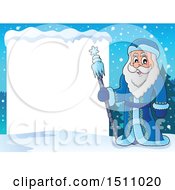 Poster, Art Print Of Father Frost Or Santa Claus With A Blank Sign