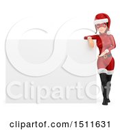 Illustration Of A 3d Christmas Woman In A Santa Suit Presenting A Blank Sign On A White Background Royalty Free Graphic by Texelart
