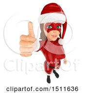 Illustration Of A 3d Christmas Woman In A Santa Suit Holding Up A Thumb On A White Background Royalty Free Graphic