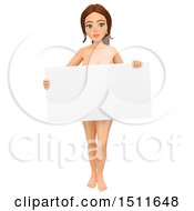 Illustration Of A 3d Nude Woman Holding A Blank Sign On A White Background Royalty Free Graphic by Texelart