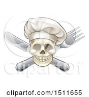 Clipart Of A Chef Skull And Crossed Fork And Knife Royalty Free Vector Illustration by AtStockIllustration