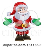 Poster, Art Print Of Christmas Santa Wearing Green Mittens