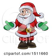 Poster, Art Print Of Cartoon Christmas Santa Claus Wearing Green Mittens