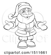 Poster, Art Print Of Black And White Christmas Santa Claus Wearing Mittens