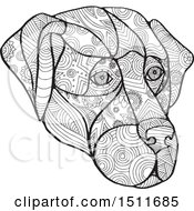 Black And White Zentangle Dog Face