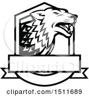 Poster, Art Print Of Black And White Wolf In A Crest