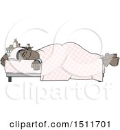 Poster, Art Print Of Cartoon Sick Black Man Resting In Bed