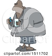Clipart Of A Cartoon Sick Black Man Taking A Pill Royalty Free Vector Illustration