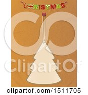Poster, Art Print Of Christmas Tree Tag Hanging Under A Banner On Brown Paper