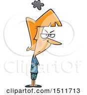Cartoon Angry White Woman With Folded Arms