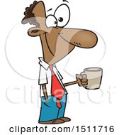 Poster, Art Print Of Cartoon Happy Black Business Man Taking A Coffee Break