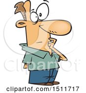 Clipart Of A Cartoon White Man Considering And Thinking Royalty Free Vector Illustration