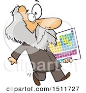 Poster, Art Print Of Cartoon Man Dmitri Mendeleev Carrying The Periodic Table Of Elements