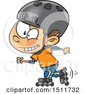 Cartoon Boy Roller Blading