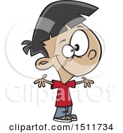 Clipart Of A Cartoon Welcoming Boy With Open Arms Royalty Free Vector Illustration by toonaday