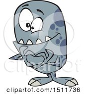 Clipart Of A Cartoon Monster Forming A Heart With His Hands Royalty Free Vector Illustration