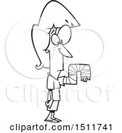 Cartoon Black And White Woman With Her Arm In A Crazy Cast