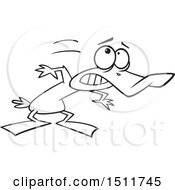 Clipart Of A Cartoon Black And White Duck Ducking Royalty Free Vector Illustration