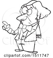 Clipart Of A Cartoon Black And White Man Michael Faraday Holding Up A Finger Royalty Free Vector Illustration
