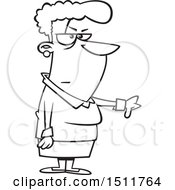 Clipart Of A Cartoon Black And White Woman Giving A Thumb Down Royalty Free Vector Illustration