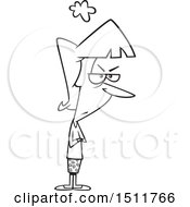 Clipart Of A Cartoon Black And White Angry Woman With Folded Arms Royalty Free Vector Illustration
