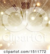 Clipart Of A New Year 2018 Clock Over A Gold Burst Royalty Free Vector Illustration