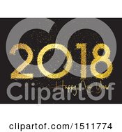 Poster, Art Print Of Happy New Year 2018 Greeting In Gold Glitter On Black