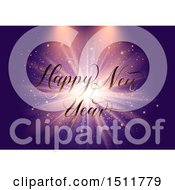 Clipart Of A Happy New Year Greeting Over A Purple Burst Royalty Free Vector Illustration