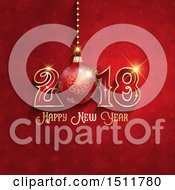 Poster, Art Print Of Happy New Year 2018 Greeting Over Snowflakes On Red
