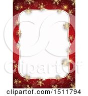Poster, Art Print Of Red And Gold Christmas Snowflake Border