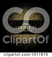Poster, Art Print Of Merry Christmas And A Happy New Year Greeting With Gold Glitter On Black