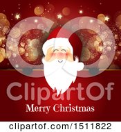 Clipart Of A Merry Christmas Greeting With Santa And Flares Royalty Free Vector Illustration