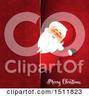 Clipart Of A Merry Christmas Greeting With Santa And Snowflakes Royalty Free Vector Illustration