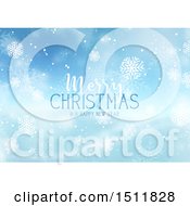 Clipart Of A Merry Christmas And A Happy New Year Greeting With Snowflakes On Blue Royalty Free Vector Illustration