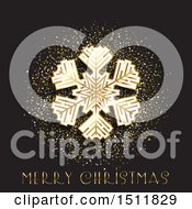 Poster, Art Print Of Merry Christmas Greeting With A Snowflake And Gold Glitter