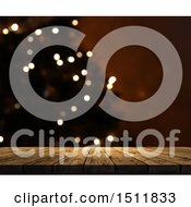 Clipart Of A 3d Wood Surface Over A Blurred Christmas Tree Royalty Free Illustration