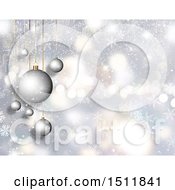 Clipart Of A 3d Christmas Background With Silver Ornaments And Snowflakes Royalty Free Illustration