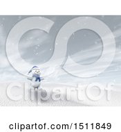 Poster, Art Print Of 3d Snowman In A Winter Landscape