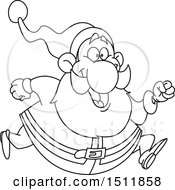 Poster, Art Print Of Lineart Santa Claus Running