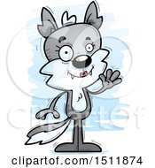 Clipart Of A Friendly Waving Female Wolf Royalty Free Vector Illustration