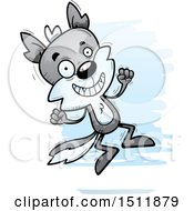 Clipart Of A Jumping Male Wolf Royalty Free Vector Illustration