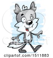 Clipart Of A Happy Walking Male Wolf Royalty Free Vector Illustration