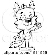 Clipart Of A Black And White Friendly Waving Male Wolf Royalty Free Vector Illustration