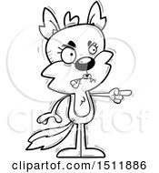 Clipart Of A Black And White Mad Pointing Female Wolf Royalty Free Vector Illustration